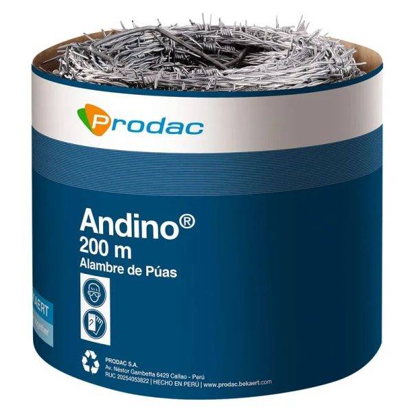 Alambre púas 200 mts + 1/4 kg grapa - Andino