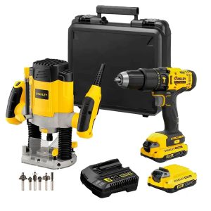 Kit taladro SCD711C2K+ ruteadora 1-1/3 HP SRR120 (SCD711C2K-K7) - Stanley