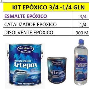 KIT EPOXICA (ESMALTE(A)3/4 +CATALIZADOR(B)1/4 +DISOLVENTE(C)900ML